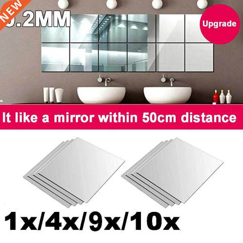 Upgrade: 0.2mm thickness-1/4/8/9/10Pcs 15x15cm Mirror Tiles