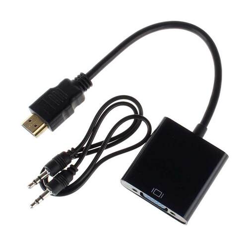 HDMI Male to VGA Connector Adapter With Audio USB Cable for