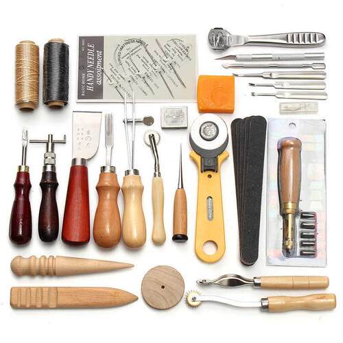 7 Pcs Leather Craft Tools Kit Hand Sewing Stitching Punch C