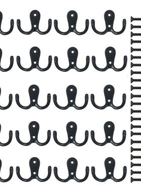 20 Pieces Wall Coat Hooks Doule Prong Roe Hook Rustic Hoo