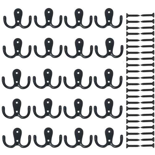 20 20 Pieces Wall Coat Hooks Double Prong Robe Hook Rustic