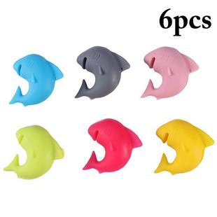 6Pcs Silicone Red Wine Glass Marker Creative Shark Sticker S