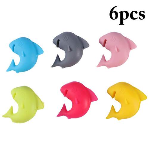 6Pcs Silicone Red Wine Glass Marker Creative Shark Sticker S