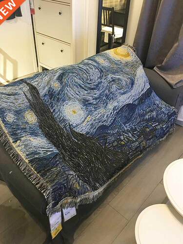 Cotton Blend Rug Van Gogh Starry Night Sofa Blanket Room Bed