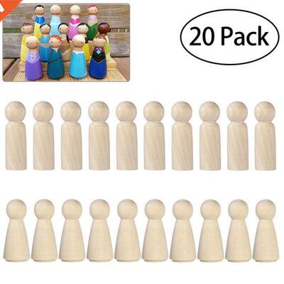 20pcs Unfinished Wooden Peg Dolls Wooden Tiny Doll Bodies Pe