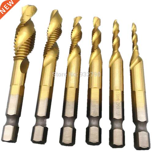 6pcs Coated Combination Drill Tap Bit 1/4