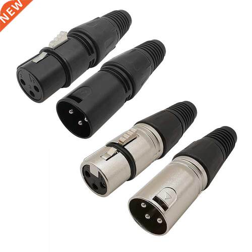 2Pcs XLR 3 Pin Male Female Connector Plug XLR Microphone Aud