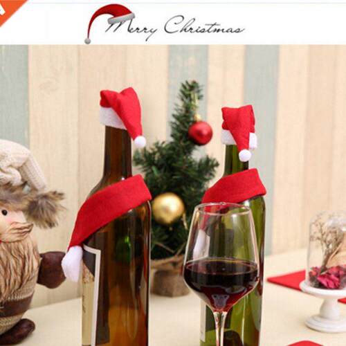 2PCS/Set Christmas Wine Bottle Cover Hat Scarf Bottle Wrap D
