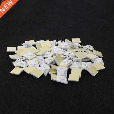 100 PCS Plastic Adhesive Rectangle Wire Tie Cable Clip Clamp