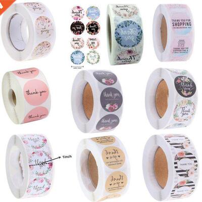 500pcs/roll Gift Sticker Round Floral Thank You Stickers Scr