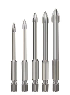 5Pcs Carbide Cross Hex Shank Tile Bits Multifunctional Glass
