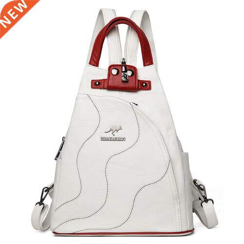 Women Leather Backpacks Zipper Female Chest Bag Travel Back