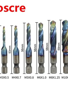 6 Pcs Hex Shank Sets HSS Metric Thread Tap Hand Drill Bits S
