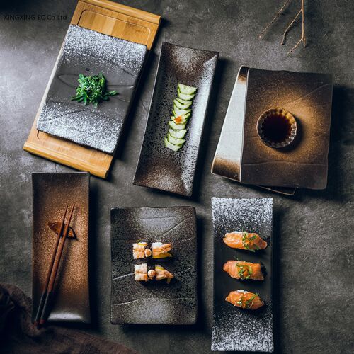Japanese Rectangular Ceramic Steak Plate Creative Sushi