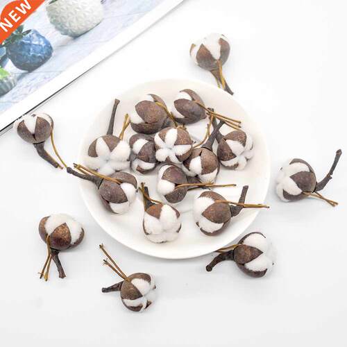 12Pcs Artificial Kapok Head Natural Dried Flower Cotton Swab