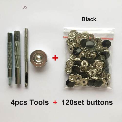 120set Metal Snap Buttons 5colors Available + 4 Tools Metal