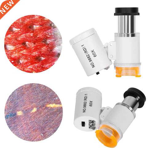 60x Portable Magnifier Glass with LED Light UV Lamp for Jewe