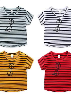 High quality 2022 kids T-shirt Summer boys girls stripe Prin