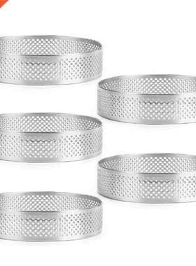 5 Pcs Circular Porous Tart Ring Bottom Tower Pie Cake Mould