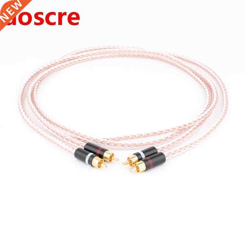 Pair RCA to RCA Cable Hi-End HIFI OFC Pure Copper Silver Mix