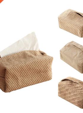 Japanese-Style Jute Tissue Case Napkin Holder for Living Roo