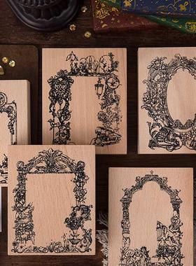 Vintge Plnt Picture Frme Lbel Decortion Stmp Retro Woo