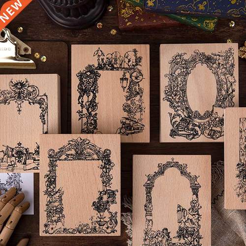 Vintge Plnt Picture Frme Lbel Decortion Stmp Retro Woo