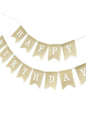 1 Flags Vintage Jute Burlap Pennant Banner Bunting Backgrou