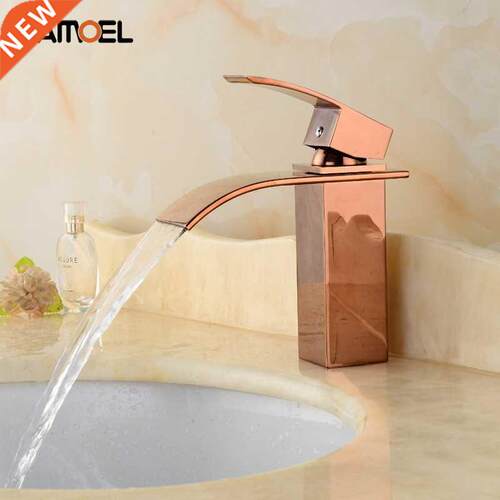 Samoel Rose Golden Bathroom Snk Faucet Brass Polsh Deck M