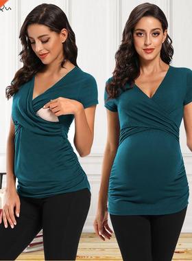 Womens Maternity Clothes Breastfeeding Clothing Short Sleeve