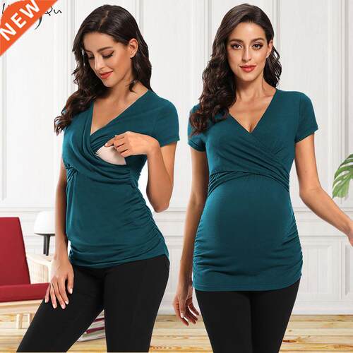 Womens Maternity Clothes Breastfeeding Clothing Short Sleeve