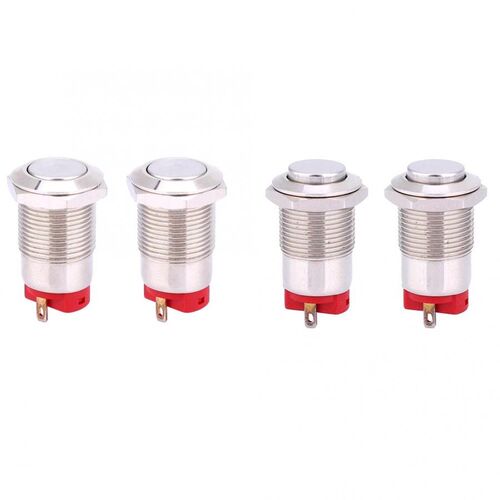 2Pcs Metal Push Button Flat Head/High Flush Switch 2 Pins La