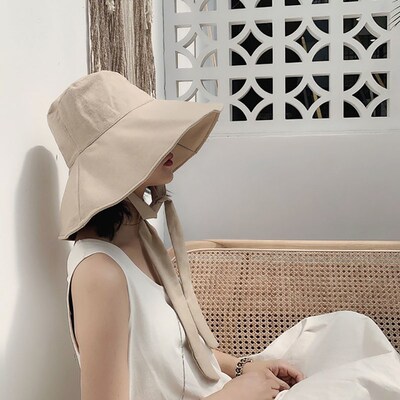 2021 New Spring Summer Large Brim Fisherman Hat Women Cotton