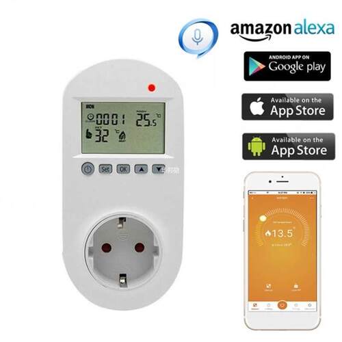 WiFi Weekly Programmable Plug in Thermostat European Socket