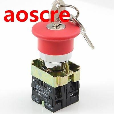 1)Red 22mm 1NC turn to release key mushroom emergency