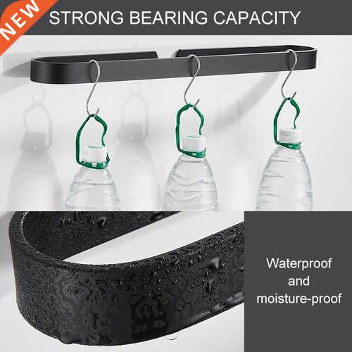 30-50cm Black Bath Towel Holder Bathroom Towel Rack No Punch