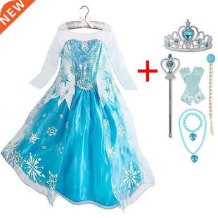 -10Years Girls Princess Dress Snow Queen Elsa Costume Kids