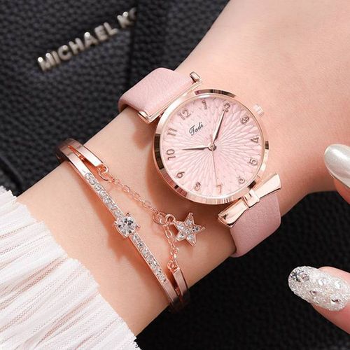 Women Watches Bracelet Set Flowers Ladies Bracelet Watch Cas