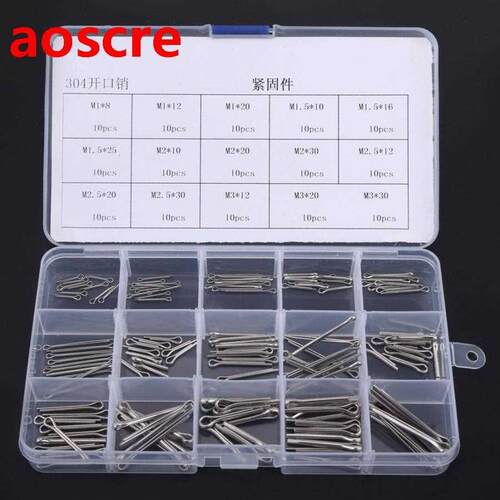150Pcs 15 Kinds 04 Stainless Steel Split-Cotter Pins Kit M1