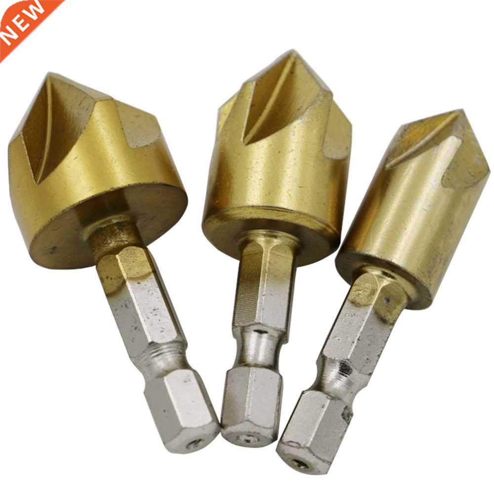 3 Pcs Chamfer Debur Countersink 1/4 Hex 12-16-19mm Titanium