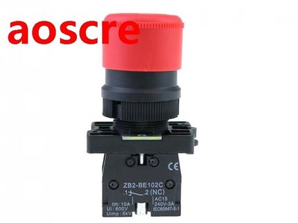 22mm NC Red  Emergency Stop Push Button Switch+NC AC660V/10A