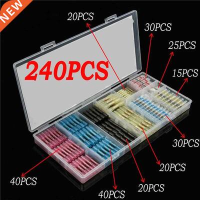 240Pcs Assorted Butt Wire Connectors Solder Seal Splice Tube
