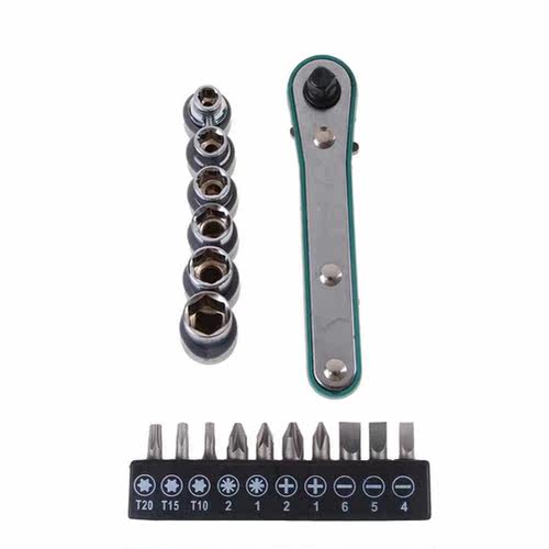 17Pcs Screwdriver Mini Ratchet Wrench Rod 6.5 Socket Wrench