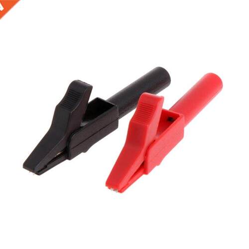 2Pcs Red & Black Full Protective Alligator Clips Electri