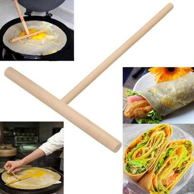 1PCS Chinese Wooden Crepe Maker Pancake Batter Spreader Mu