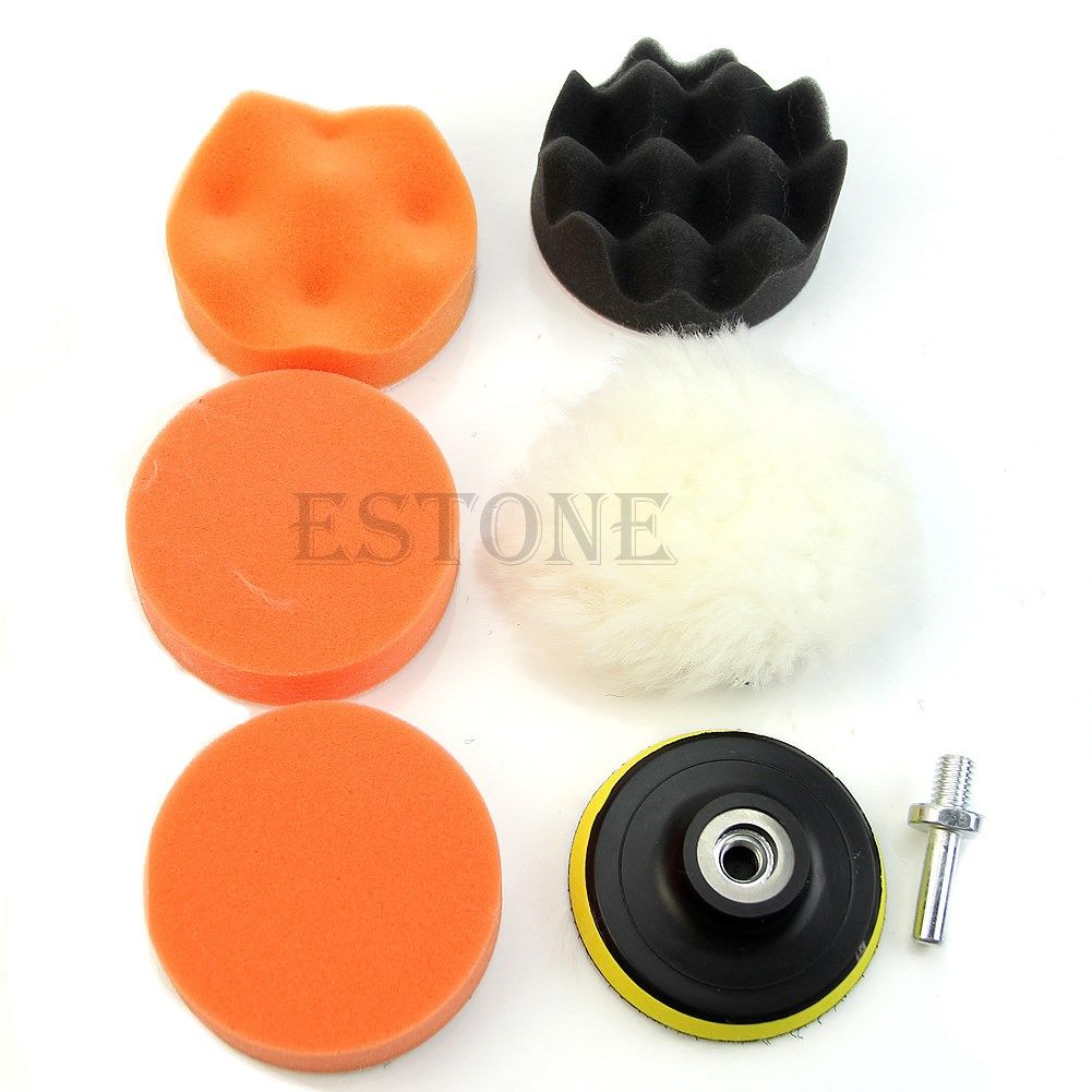 7Pcs 3'' Buffing Pad Auto Car Polishing Wheel Kit Buffer + M
