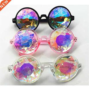 Glasses Round Clear Lens Eyewears Crystal Kaleidoscope 1pcs