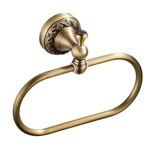 Oval Towel Ring Antique Brass Exquisite Pattern Carving Hang