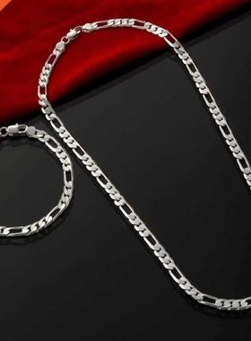 Charms 4MM Classic geometry chain 925 Stamped silver Bracele