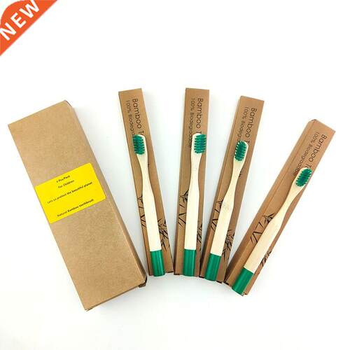 4pc Children Bamboo Toothbrush Handle Brush Toothbrush for